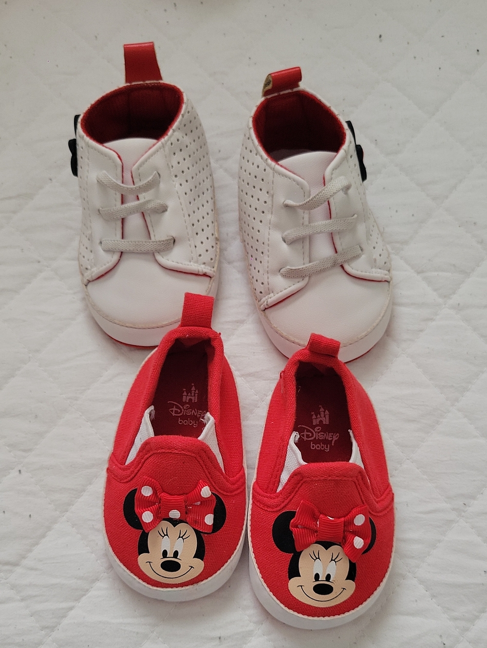 Disney Baby Minnie Red and White Slip-On Shoes